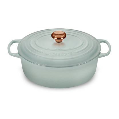 Signature Cast Iron 8-quart Sea Salt Oval Dutch Oven with Copper Knob