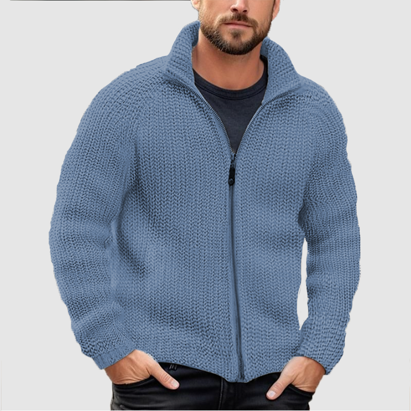 AUSVERKAUF Herren Strickjacke Solid Zipper Rollkragen Dicker Strick Wollpullover Mantel 