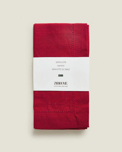 PACK OF HEMSTITCHED CHRISTMAS NAPKINS (PACK OF 2)