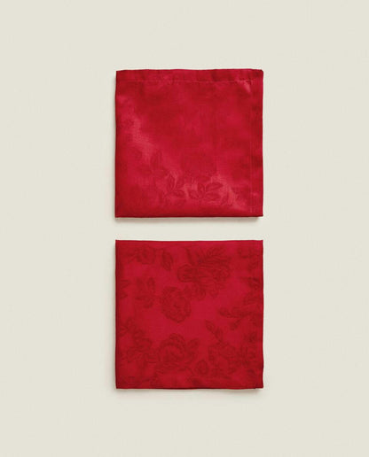 PACK OF CHRISTMAS FLORAL JACQUARD NAPKINS (PACK OF 2)