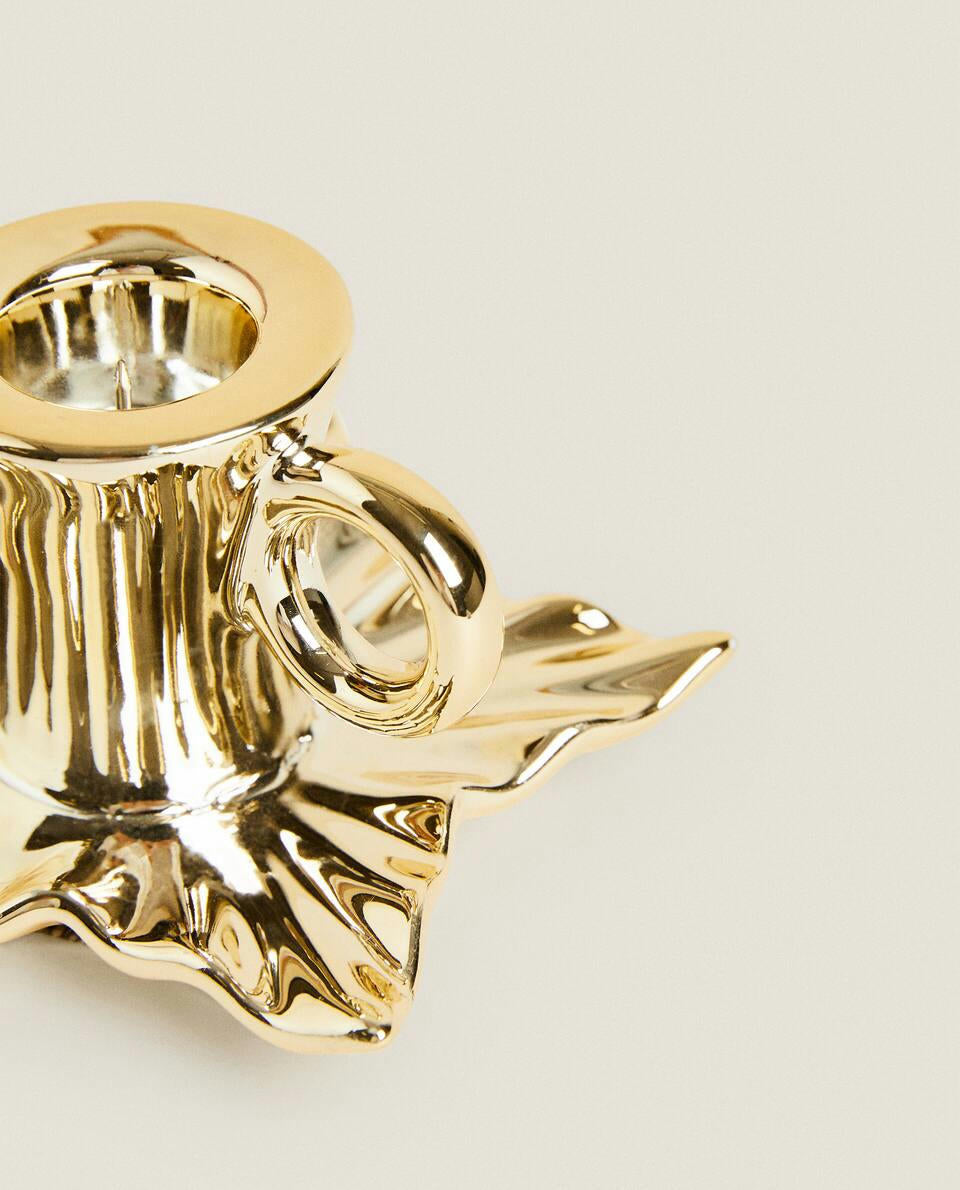 CHRISTMAS LEAF CANDLEHOLDER WITH RIM