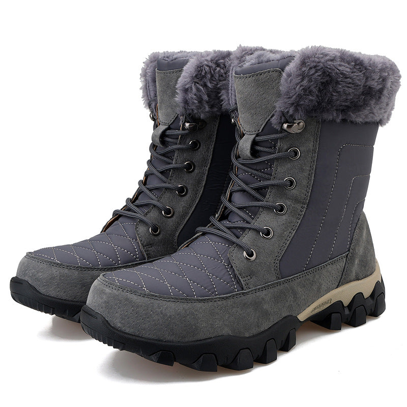Warme, wasserdichte, Fleece-gefütterte High-Top-Schneestiefel für Herren aus Pelz 