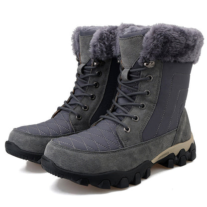 Warme, wasserdichte, Fleece-gefütterte High-Top-Schneestiefel für Herren aus Pelz 