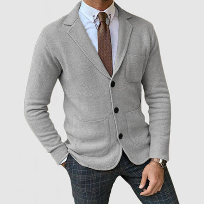 AUSVERKAUF Elegante Herren-Strickjacke mit Revers und langen Ärmeln 