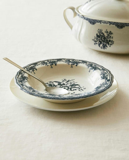 FLORAL EARTHENWARE SOUP PLATE