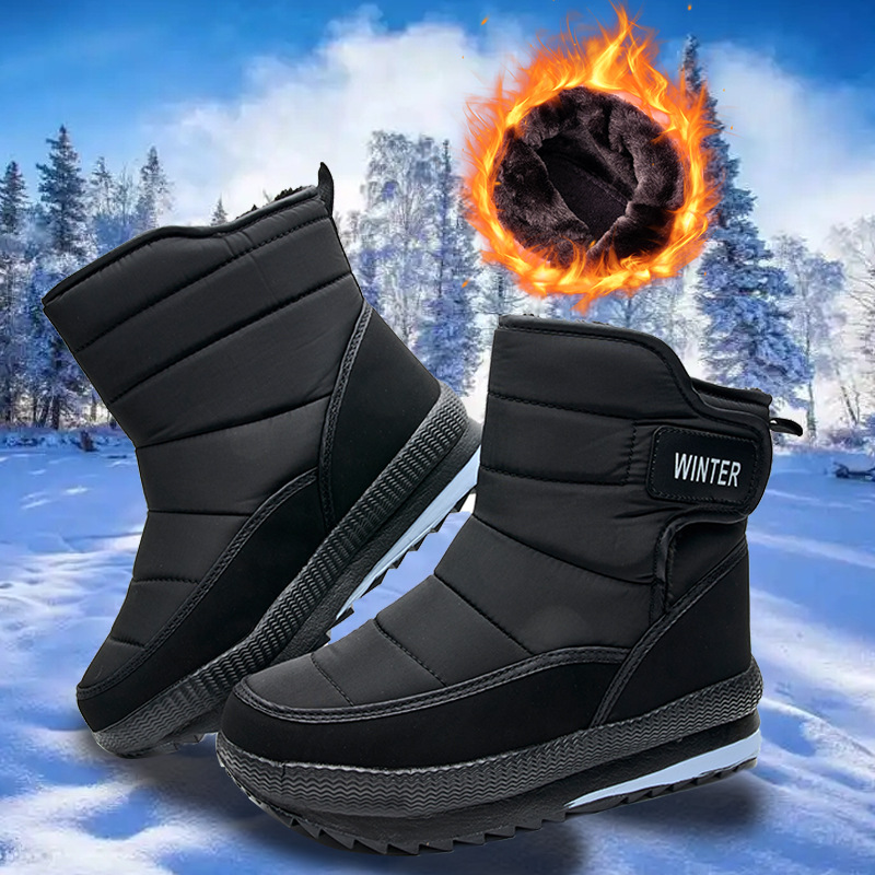 (Vente à durée limitée -70 %) Bottes de neige orthopédiques épaisses et chaudes pour hommes, à bout large, antidérapantes, imperméables, doublées de fourrure 
