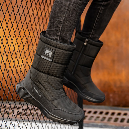 (Vente à durée limitée -49 % de réduction) Bottes de neige unisexes en cuir épais, doublées de fourrure, bottes mi-mollet chaudes, imperméables et antidérapantes (mise à niveau Warmth 2024) 