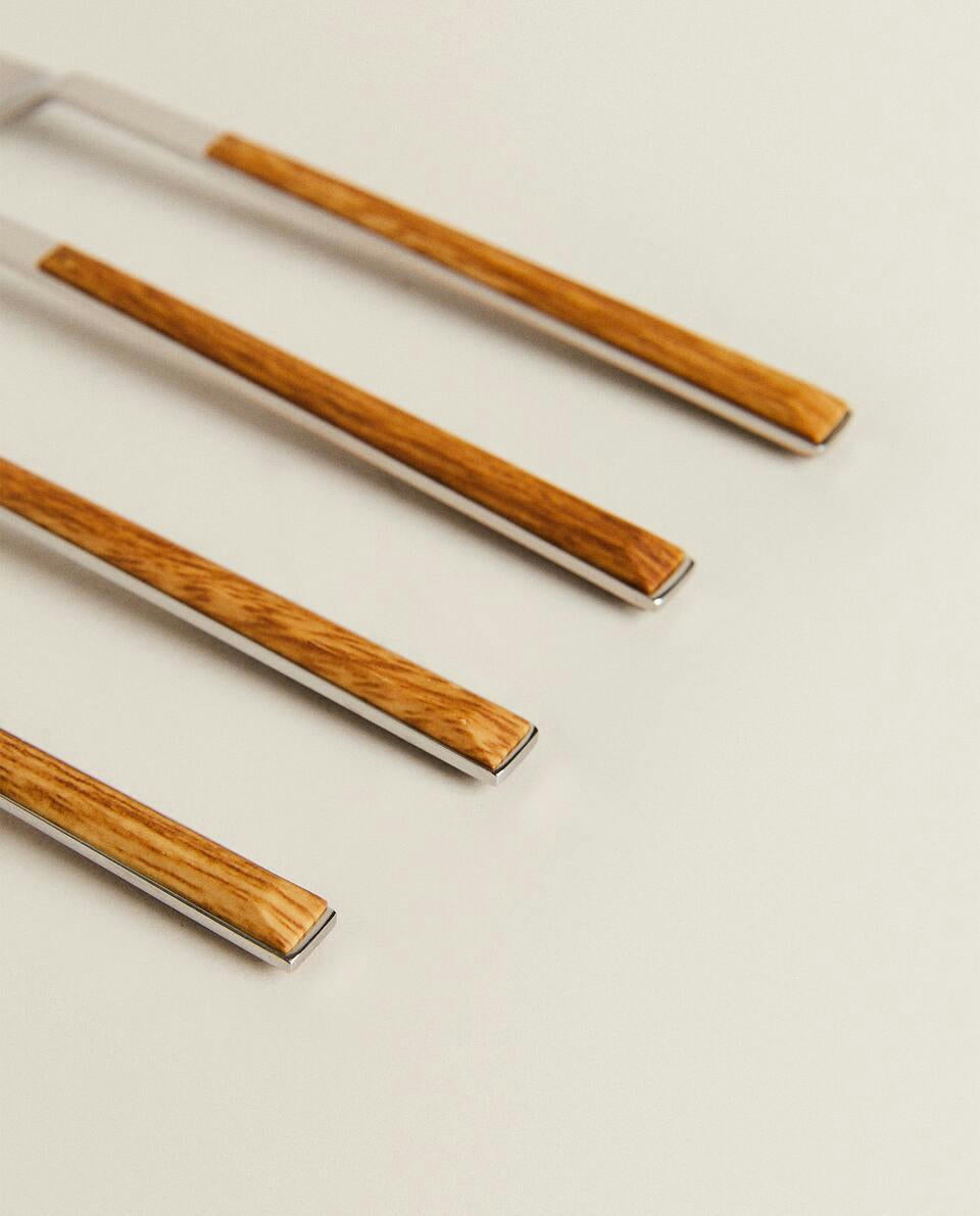 BOX 4 BRUNCH FORKS WITH WOOD-EFFECT HANDLE