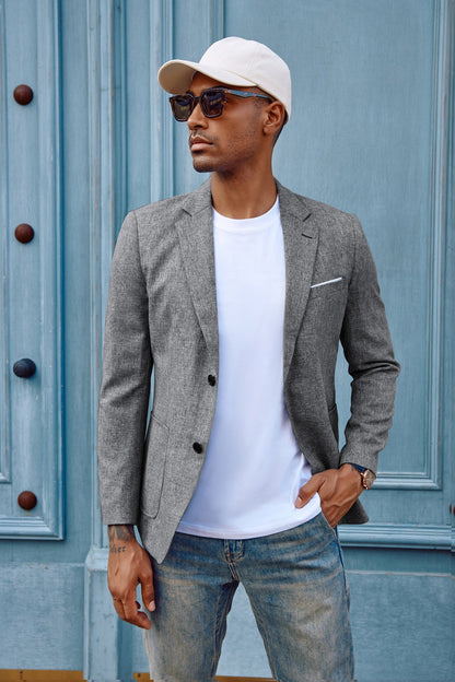 Blazer de sport décontracté pour homme, veste d'affaires légère à deux boutons 
