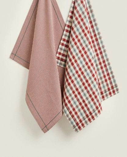 CHECK COTTON TEA TOWELS (PACK OF 2)