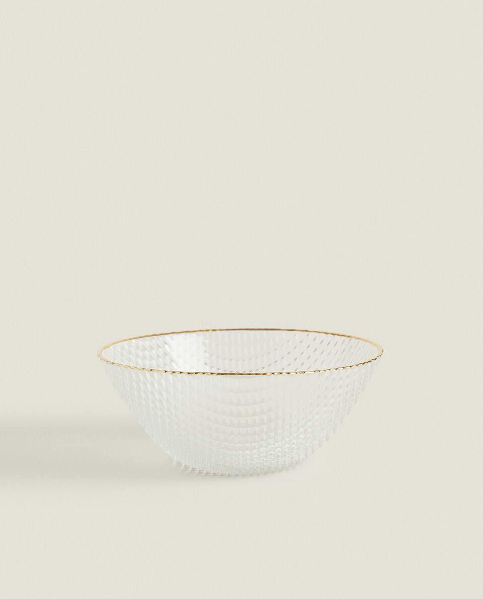 GLASS BOWL WITH RAISED DETAIL