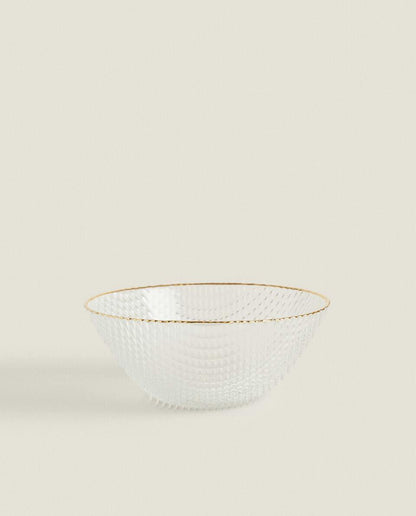 GLASS BOWL WITH RAISED DETAIL