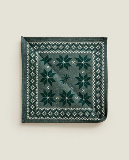 CHRISTMAS CROSS-STITCH COTTON NAPKINS (PACK OF 2)