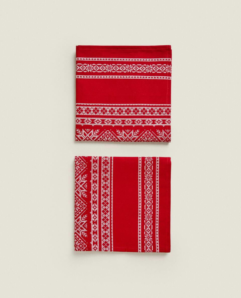 PACK OF COTTON NAPKINS WITH CHRISTMAS BORDER (PACK OF 2)