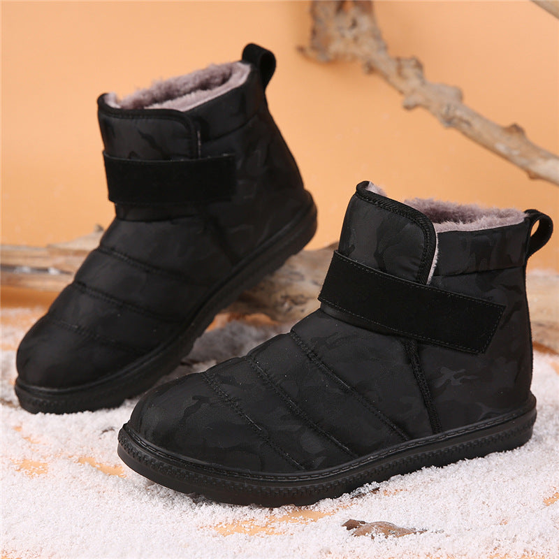 (Zeitlich begrenztes 70% Rabatt-Event) Herren Winter 2024 Neue warme wasserdichte rutschfeste durchstichfeste Slip-On-Schneestiefel mit Klettverschluss Knöchelstütze Orthopädische Baumwollschuhe mit breiter Zehen- und Fußgewölbestütze 