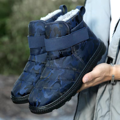 (Zeitlich begrenztes 70% Rabatt-Event) Herren Winter 2024 Neue warme wasserdichte rutschfeste durchstichfeste Slip-On-Schneestiefel mit Klettverschluss Knöchelstütze Orthopädische Baumwollschuhe mit breiter Zehen- und Fußgewölbestütze 