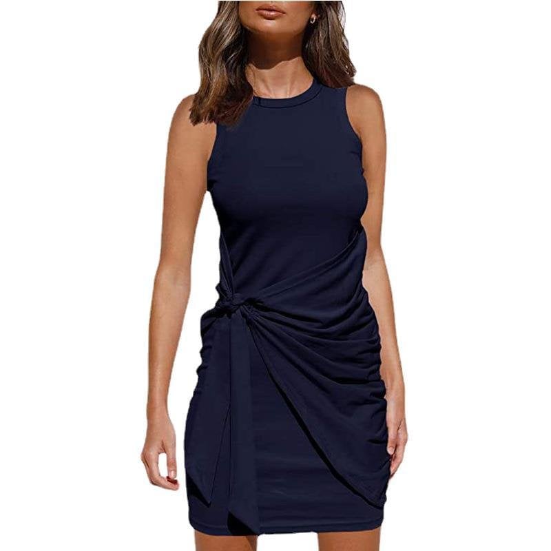 (Plusieurs couleurs) - Robe portefeuille en tricot décontractée