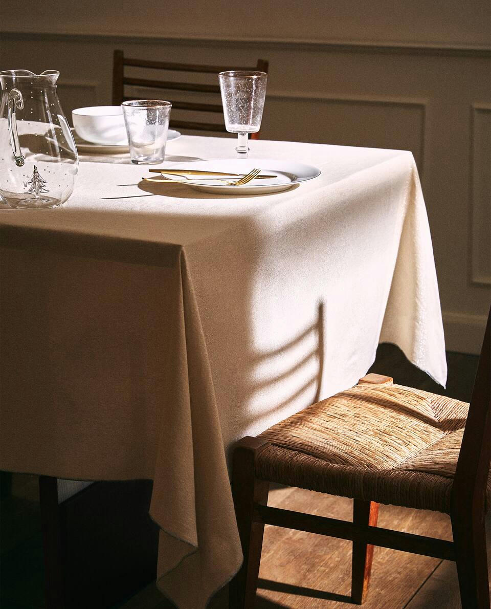 CHRISTMAS GLITTERY COTTON TABLECLOTH
