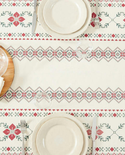 CHRISTMAS CROSS-STICH COTTON TABLECLOTH