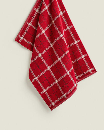 CHRISTMAS TARTAN COTTON TEA TOWEL