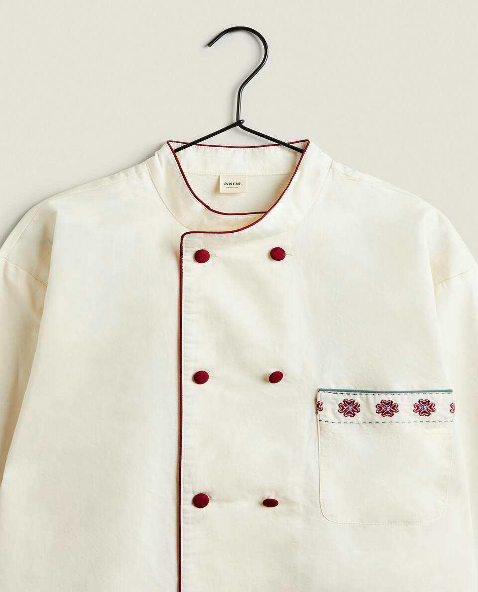 ADULT CHRISTMAS COTTON AND LINEN CHEF JACKET