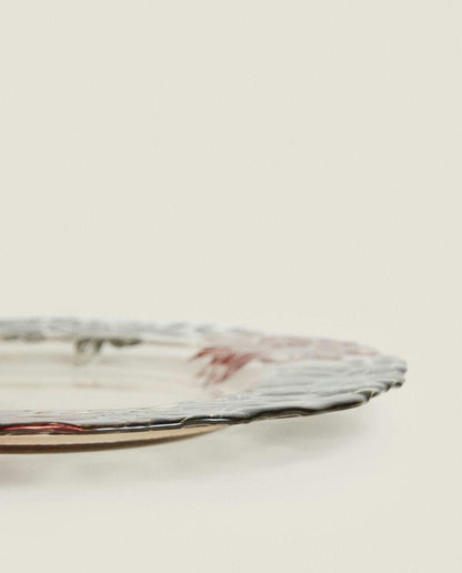 POINSETTIA GLASS DESSERT PLATE