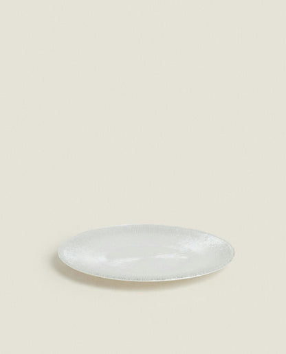 CHRISTMAS GLITTER GLASS DESSERT PLATE