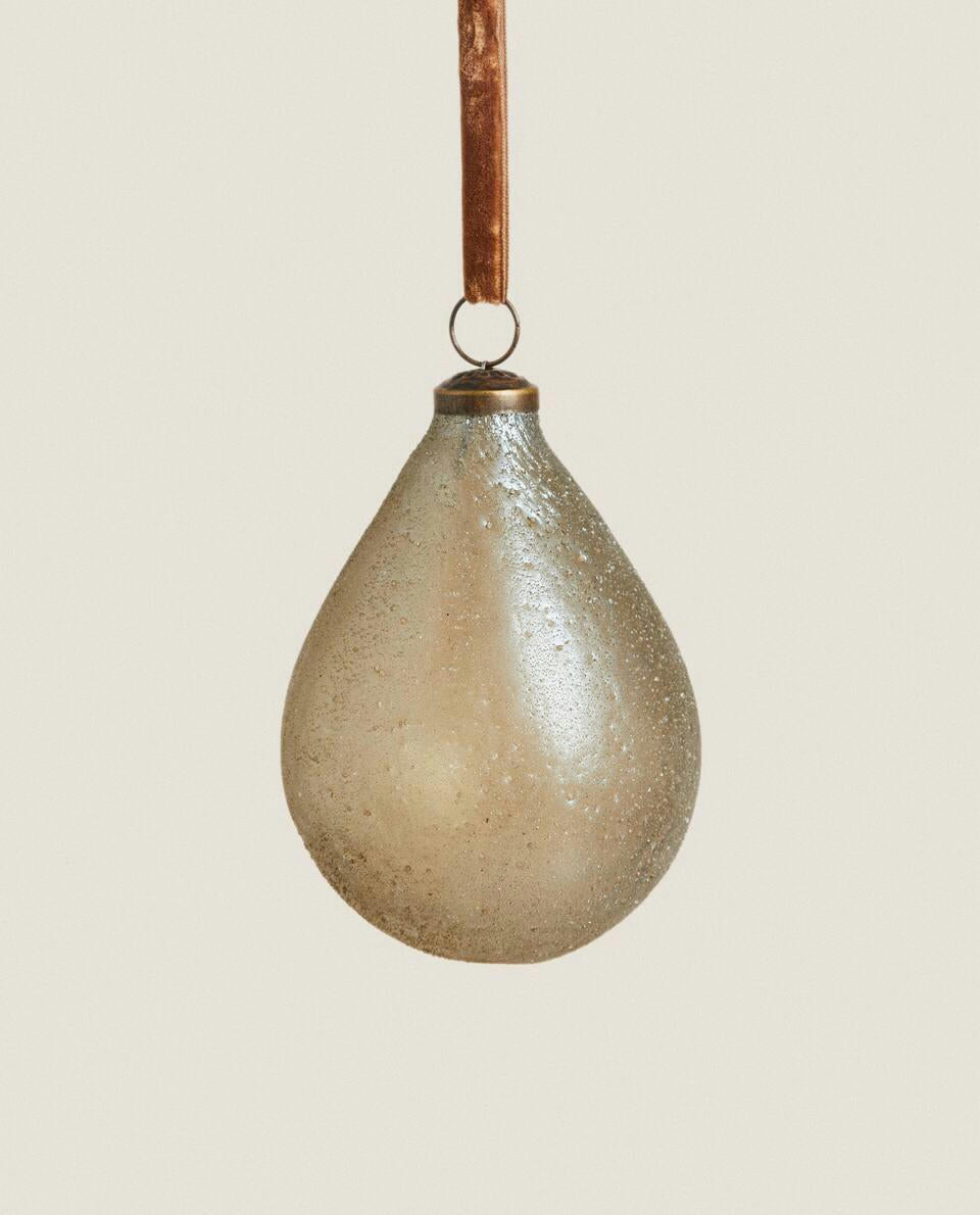 MERCURISED GLASS CHRISTMAS PEAR DECORATION