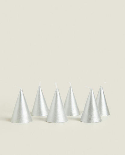 PACK OF DECORATIVE CHRISTMAS CONE CANDLES (PACK OF 6)