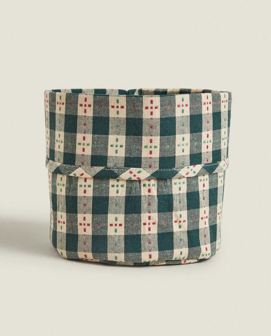 CHRISTMAS CHECK BREAD BASKET
