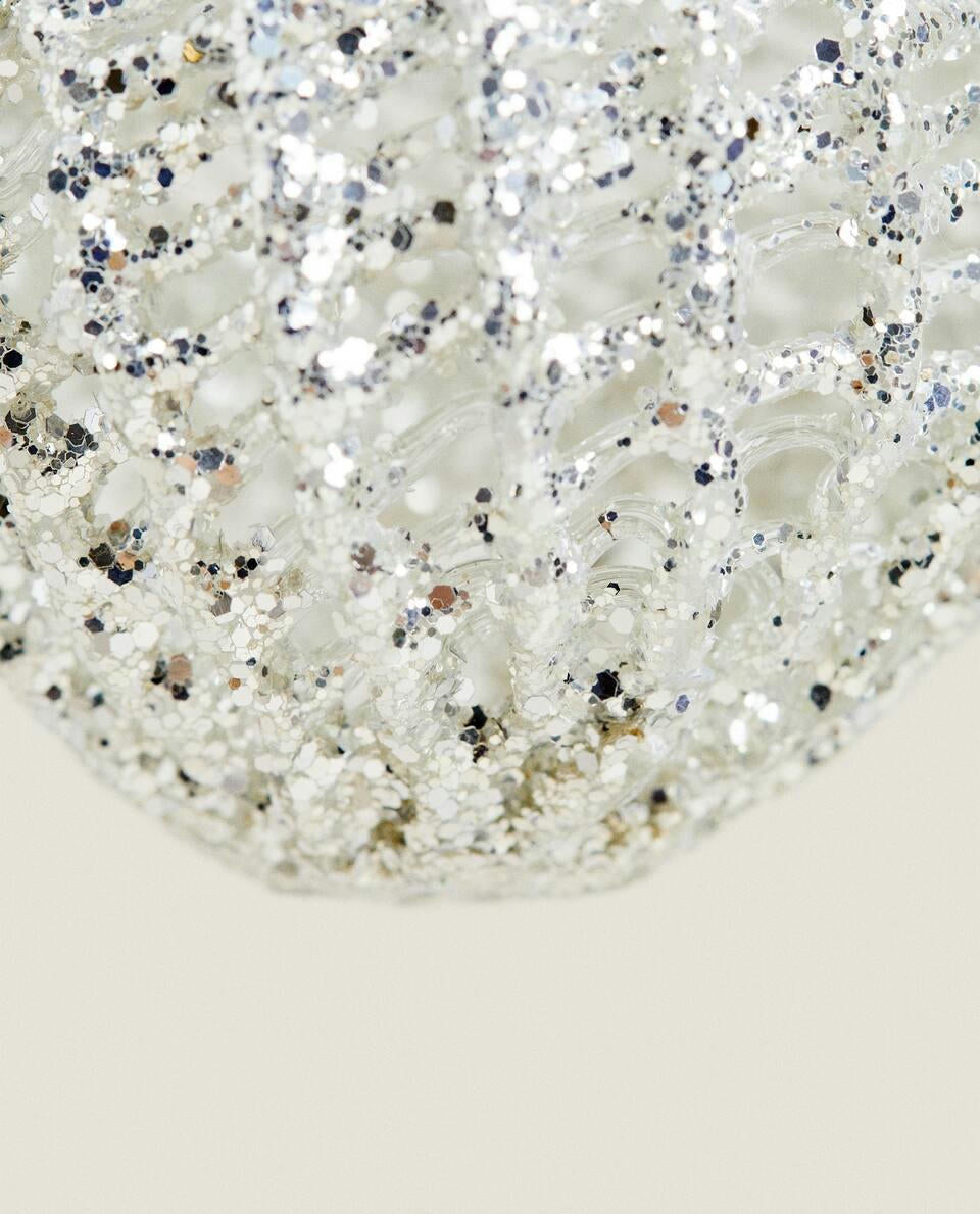GLITTERY GLASS CHRISTMAS BAUBLE DECORATION