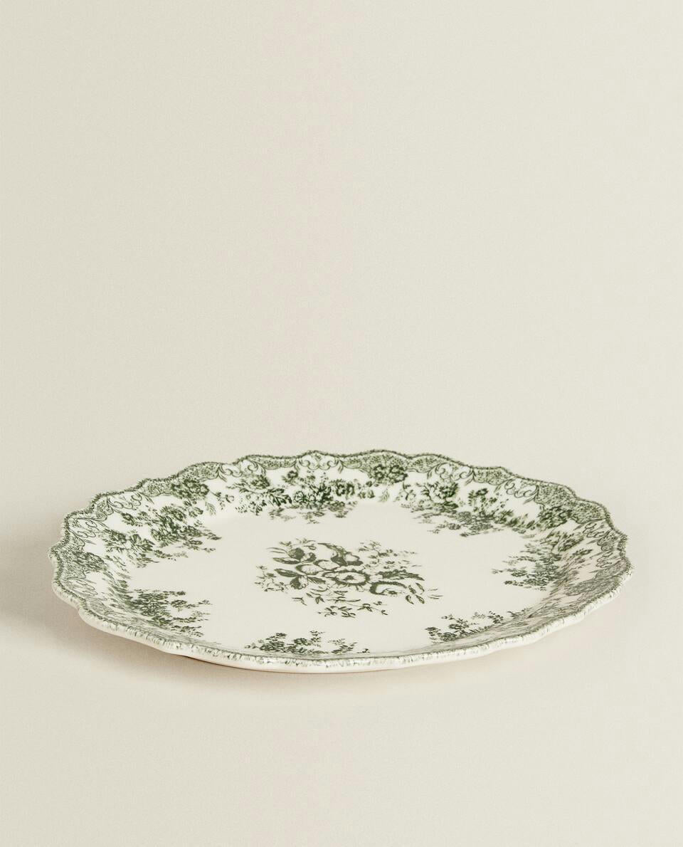 FLORAL EARTHENWARE SERVING DISH