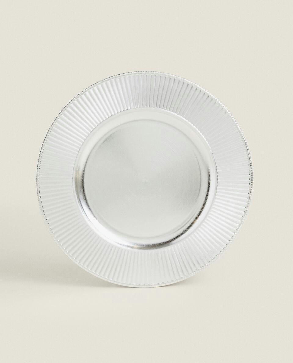 GOLD STRIPED CHRISTMAS SERVICE PLATE