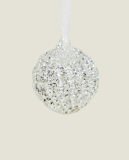 GLITTERY GLASS CHRISTMAS BAUBLE DECORATION