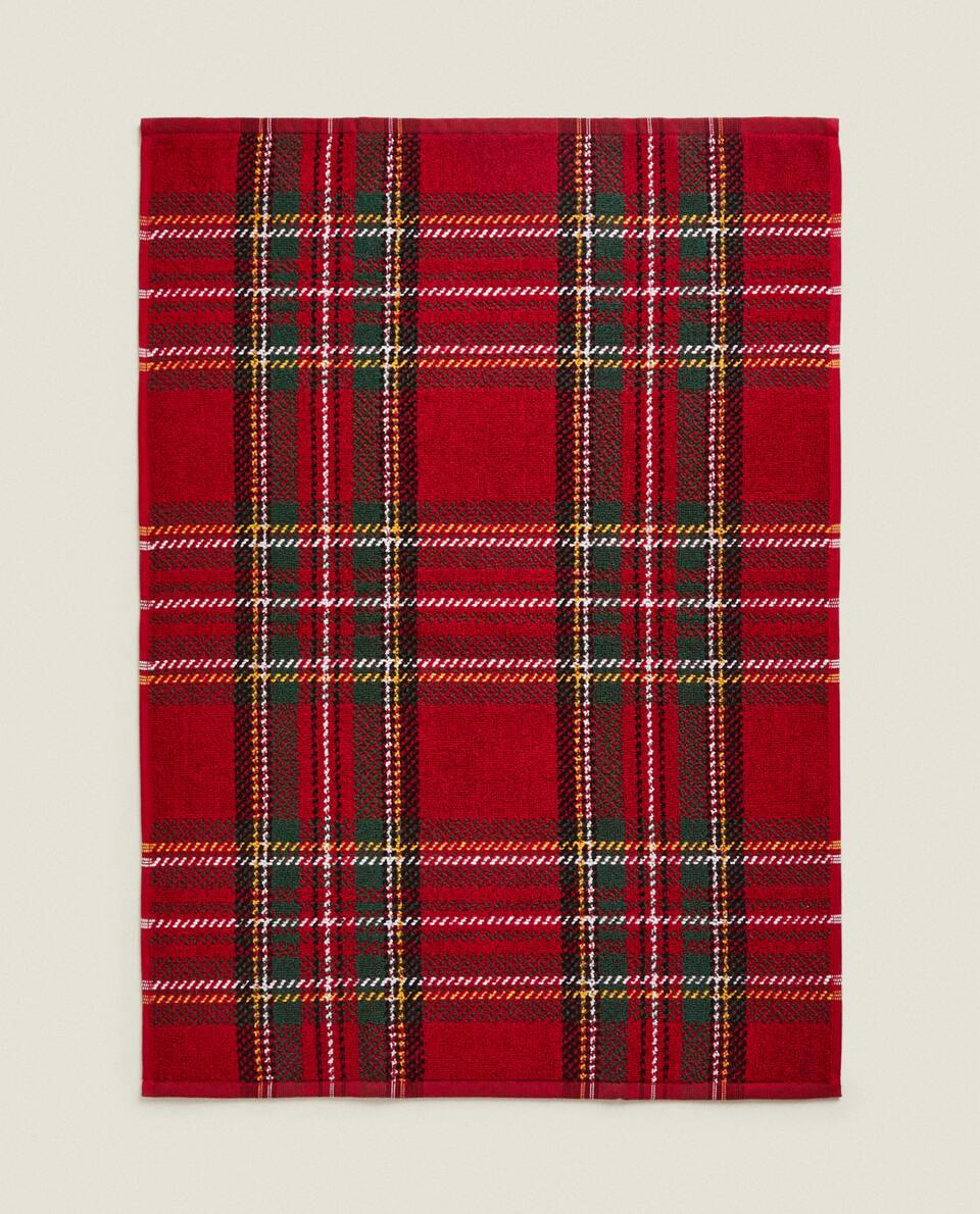 CHRISTMAS TARTAN COTTON TEA TOWEL