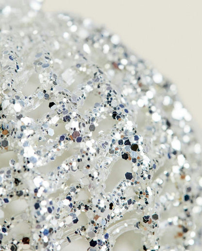 GLITTERY GLASS CHRISTMAS BAUBLE DECORATION