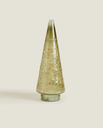 GLASS LED LIGHT CHRISTMAS TREE DECORATION