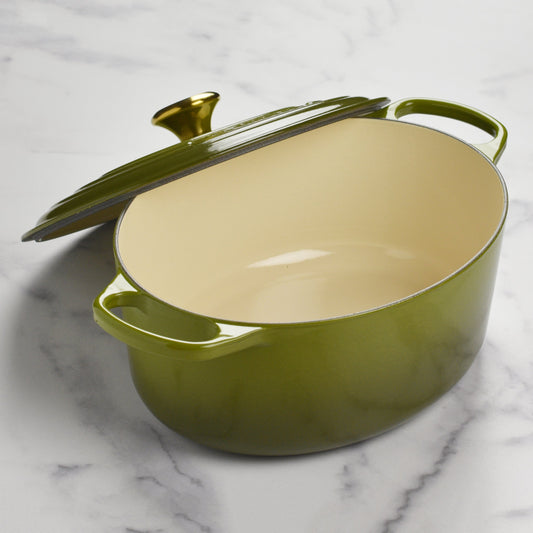 Signature Cast Iron 8-quart Olive Oval Dutch Oven