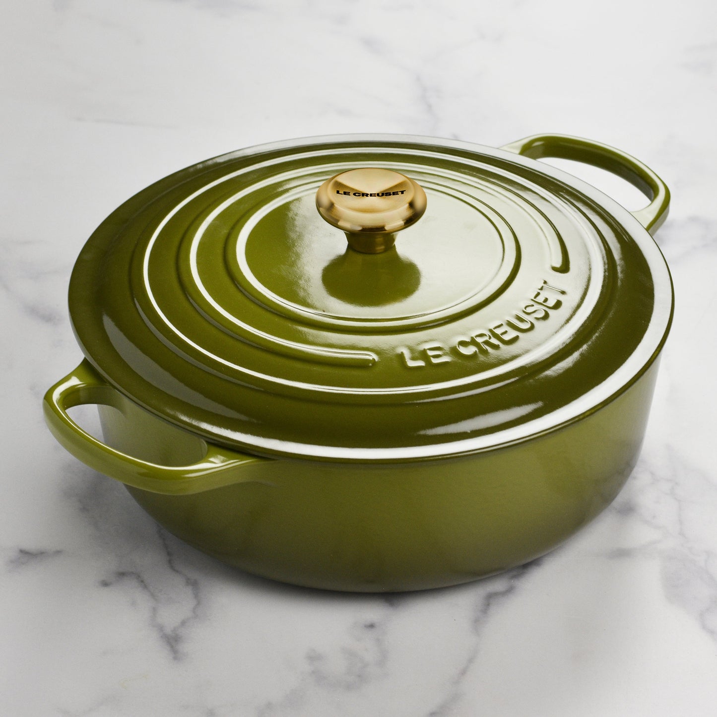 Signature Cast Iron 6.75-quart Olive Round Wide Dutch Oven