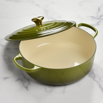 Signature Cast Iron 6.75-quart Olive Round Wide Dutch Oven