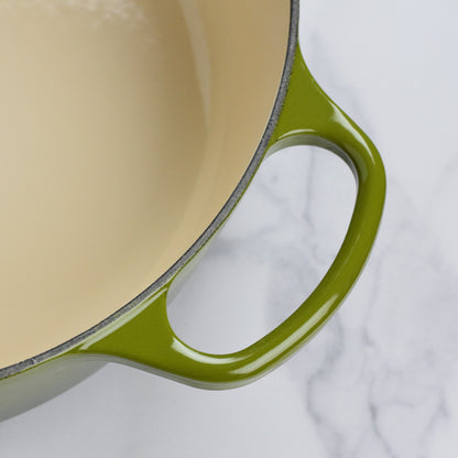 Signature Cast Iron 6.75-quart Olive Round Wide Dutch Oven