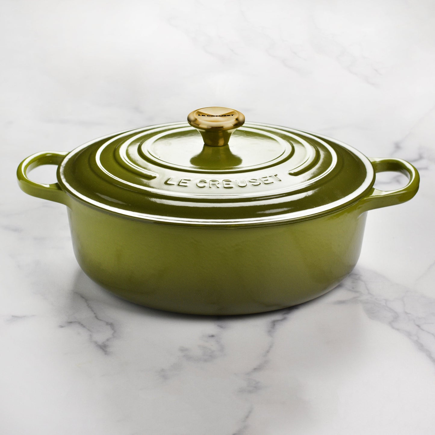 Signature Cast Iron 6.75-quart Olive Round Wide Dutch Oven