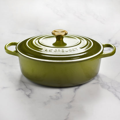 Signature Cast Iron 6.75-quart Olive Round Wide Dutch Oven