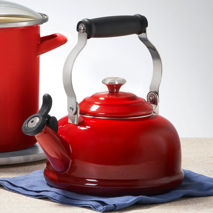 Enameled Steel 1.7-quart Cerise Whistling Tea Kettle