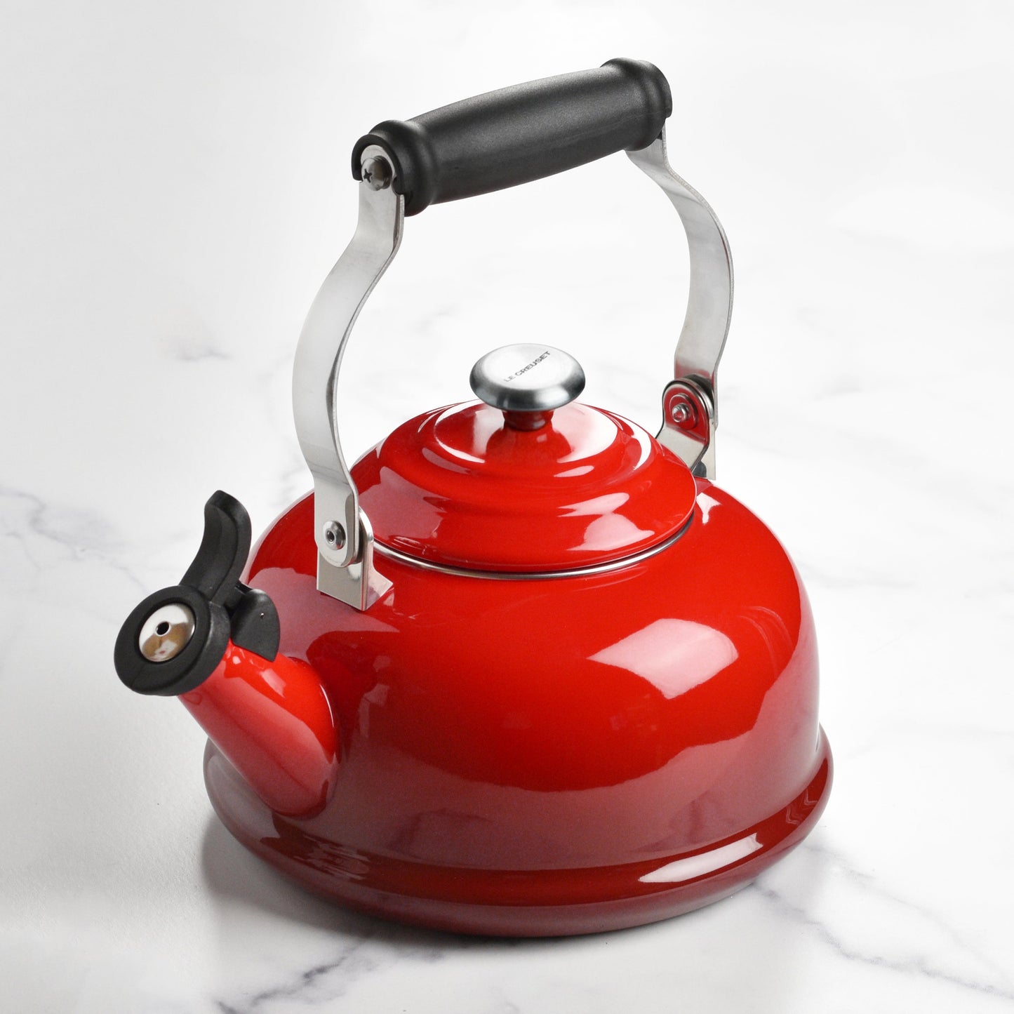 Enameled Steel 1.7-quart Cerise Whistling Tea Kettle