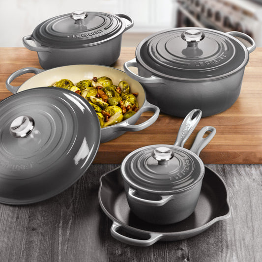 Signature Cast Iron 9 Piece Oyster Cast Iron Cookware Set