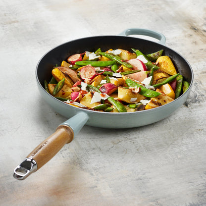 Cast Iron 10.25-inch Sea Salt Fry Pan with Wood Handle