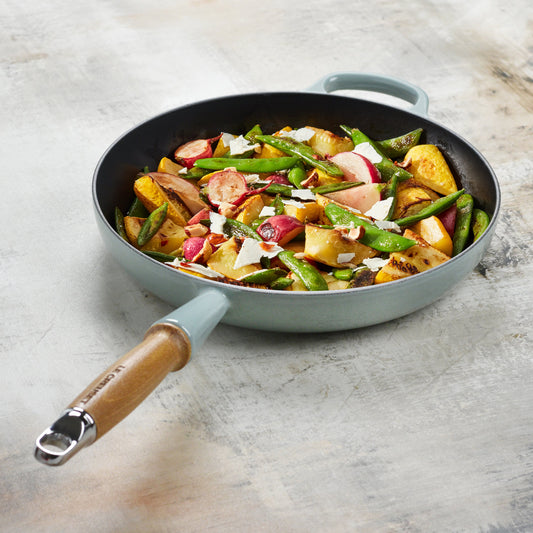 Cast Iron 10.25-inch Sea Salt Fry Pan with Wood Handle