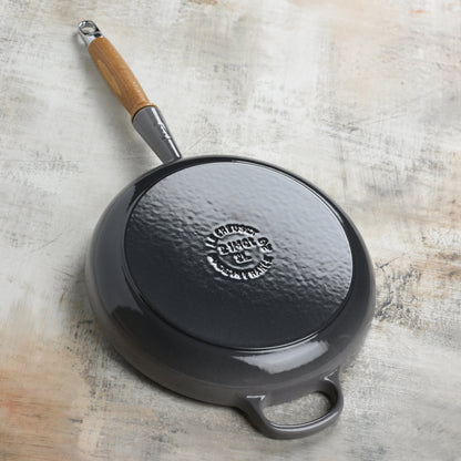 Cast Iron 10.25-inch Oyster Fry Pan with Wood Handle