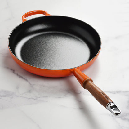 Cast Iron 10.25-inch Flame Fry Pan with Wood Handle